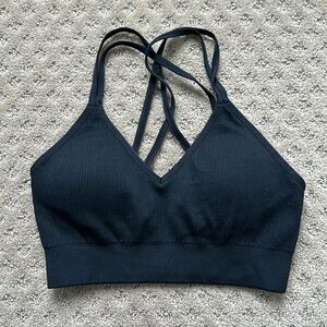 Aerie Black Criss Cross Ribbed Bralette Size Small